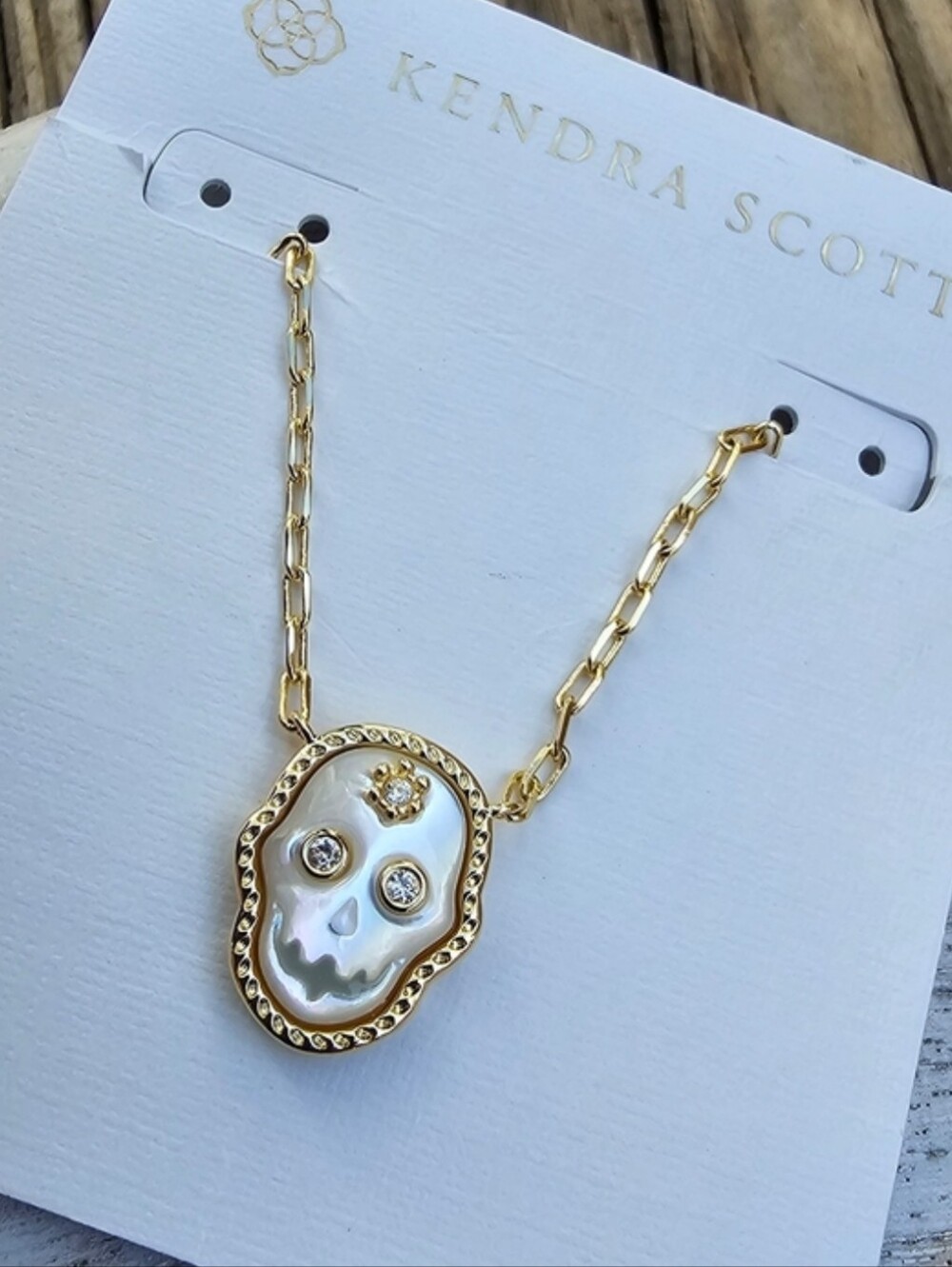 Kendra Scott Skeleton Pearl Skull Necklace